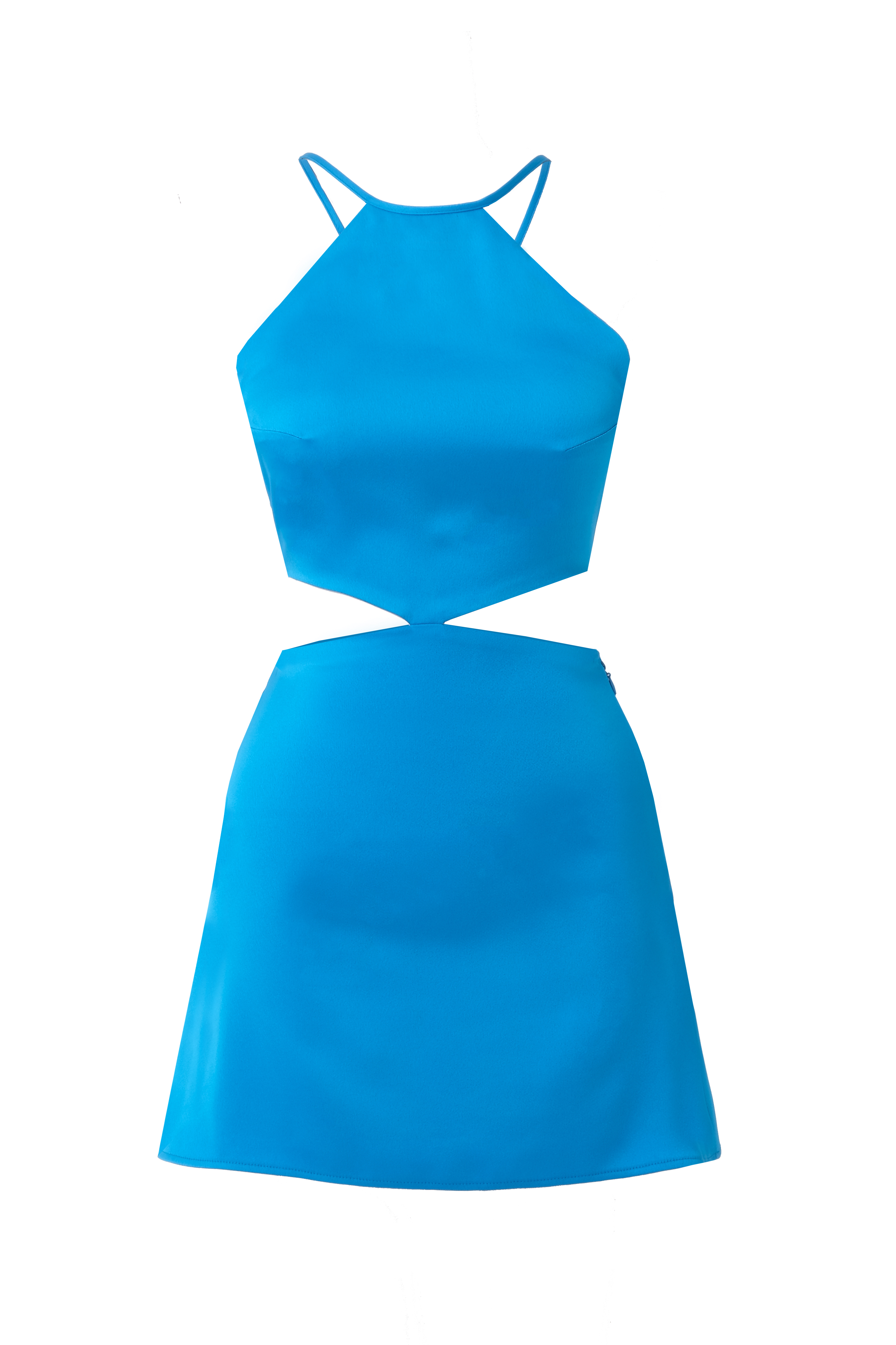 BAXLEY Halter Yaka Mini Mavi Elbise