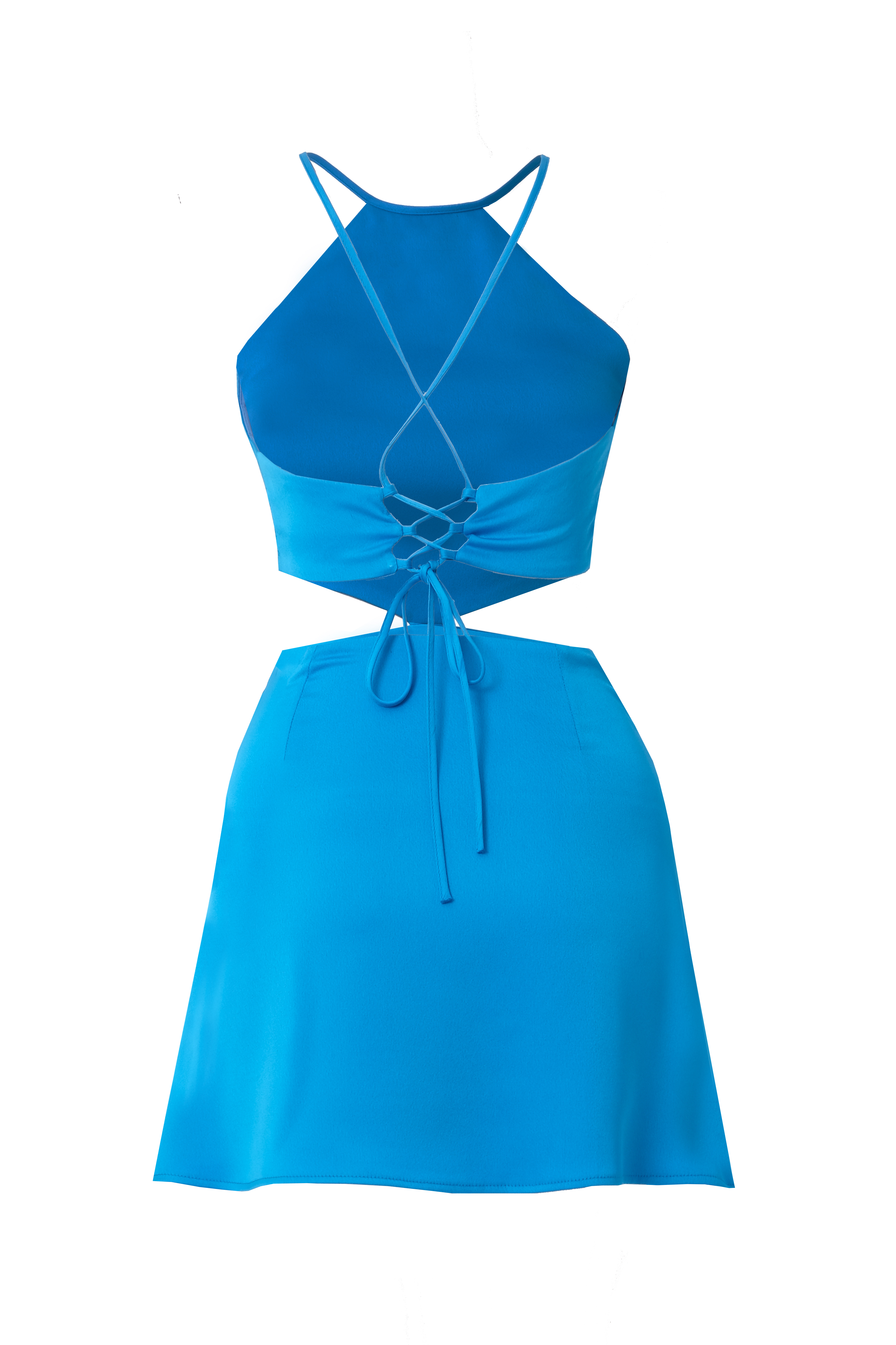  BAXLEY Halter Neck Mini Blue Dress