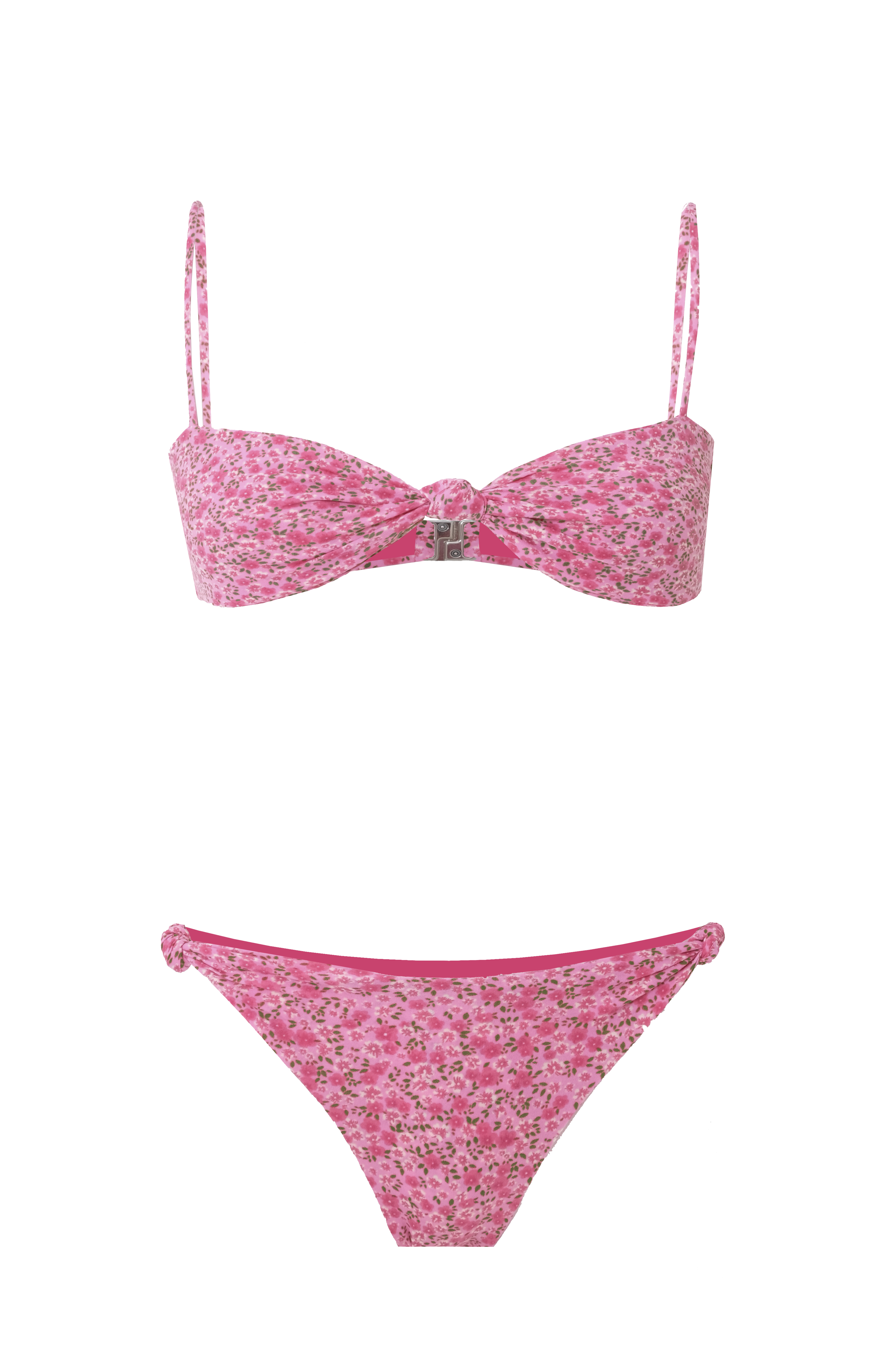 MIKKI Knot Detailed Floral Print Bikini Set