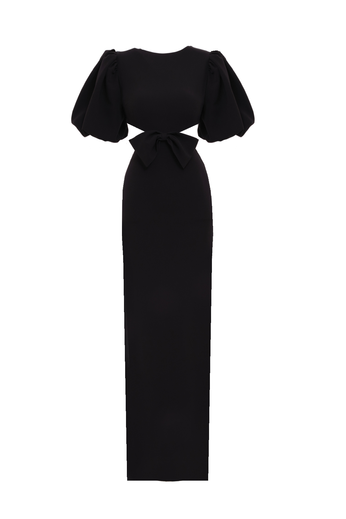 ROSETTA Cut Out Detailed Bow Maxi Black Dress